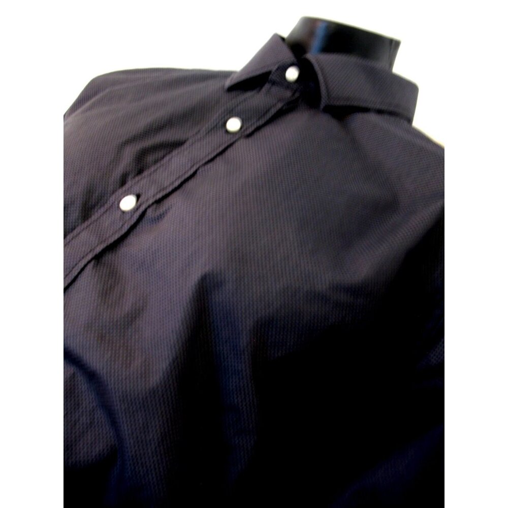MTailor Men's Cotton Button Down Dress Shirt Black/Gray Patterned Size M/Large